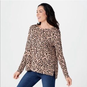 Rachel Hollis Leopard Print Pullover Sweatshirt S‎